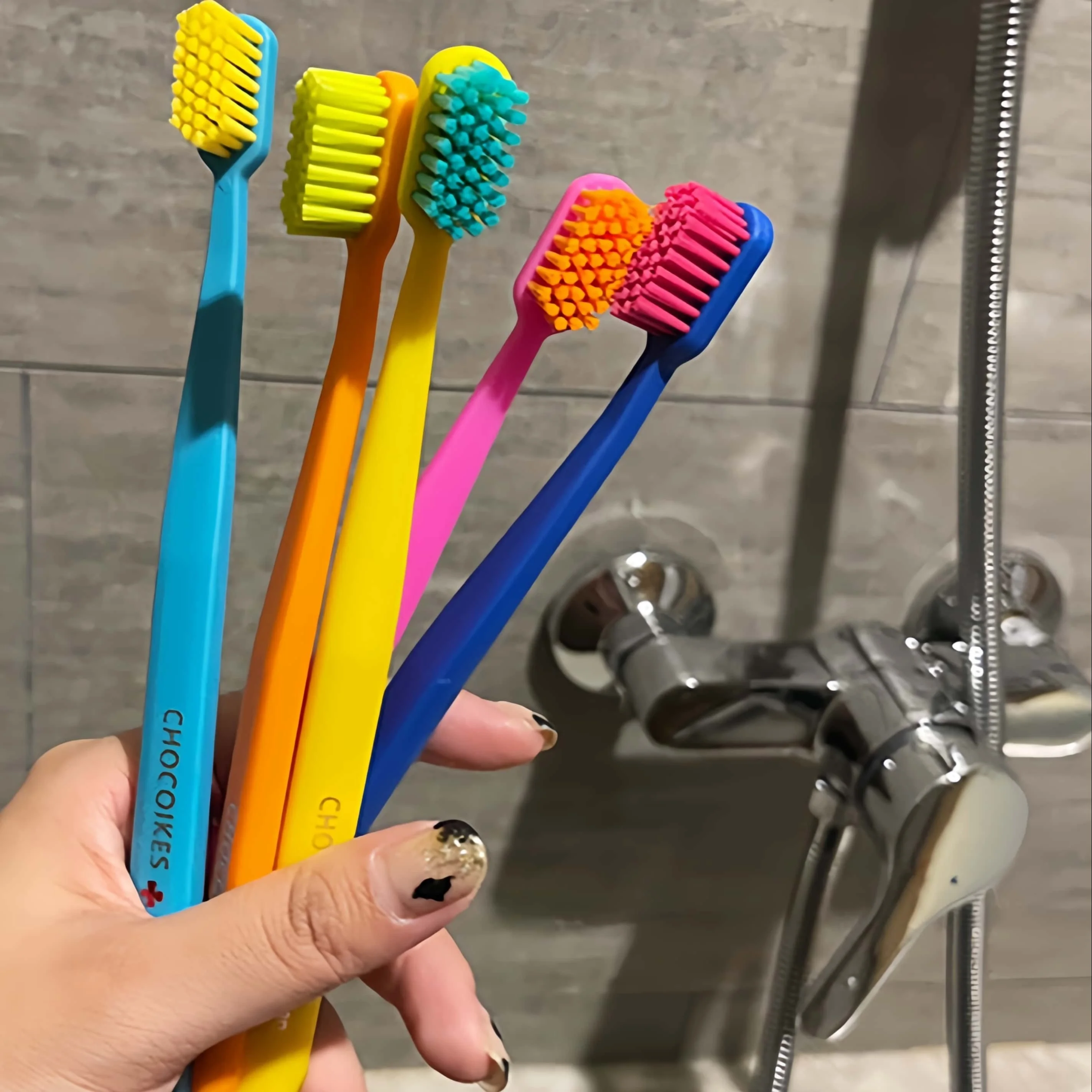 Bamboo Toothbrush Set - 5 Packs of Chocolate Swiss Caring