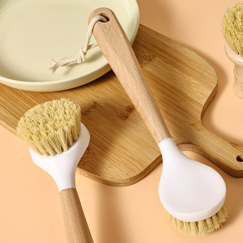 Dish Brush Bamboo - Kitchen Cleaning Brush Natural Wooden Handle