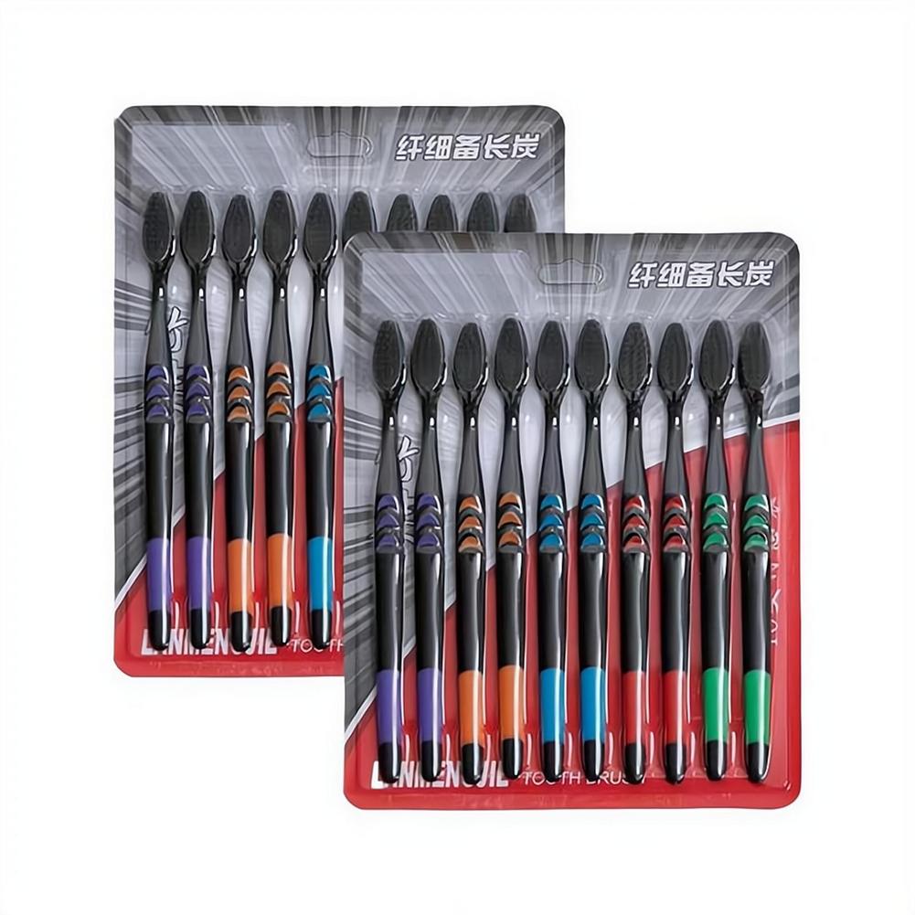 Bamboo Toothbrush Set - 10 Pieces Packed Soft Bristle Bamboo