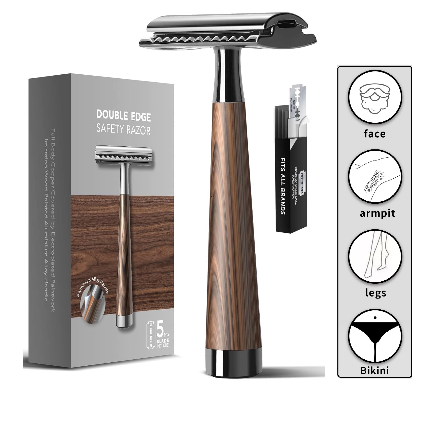 Safety Razor Handle - Men's Double Edge Safety Razor, Faux