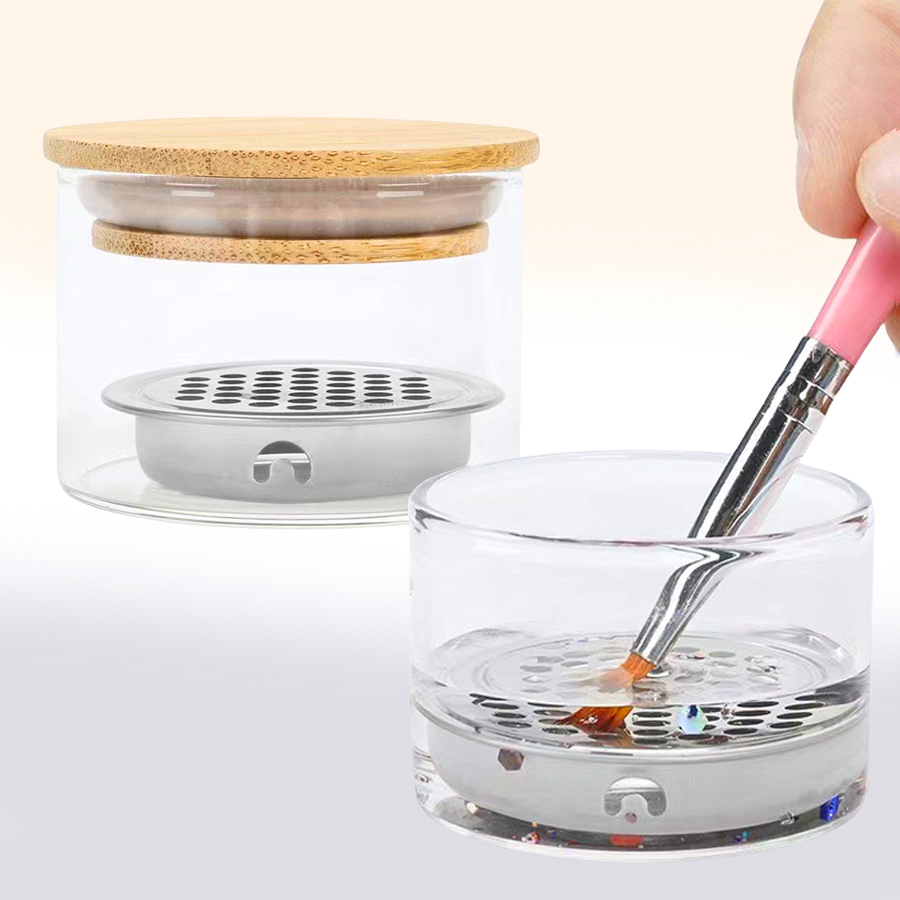 Dish Brush Bamboo - Nail Art Brushes Washing Cup Nail