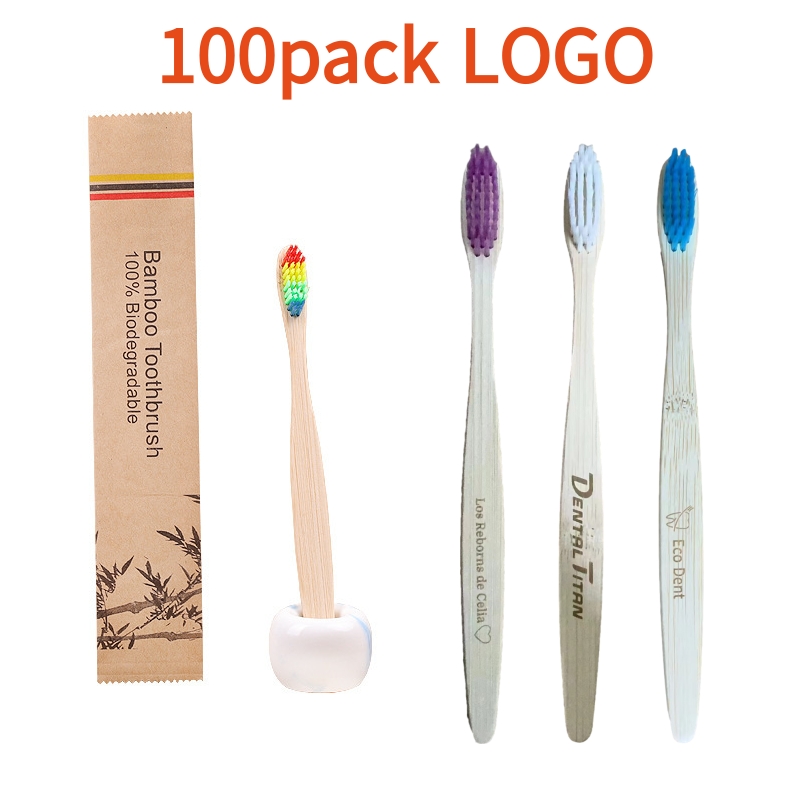 Bamboo Toothbrush Set - 100pcs Customized Logo Kids Bamboo Toothbrush