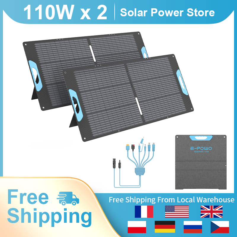 E-POWO 110W/220w Portable Sola - Solar Charger Panel Foldable recension och pris