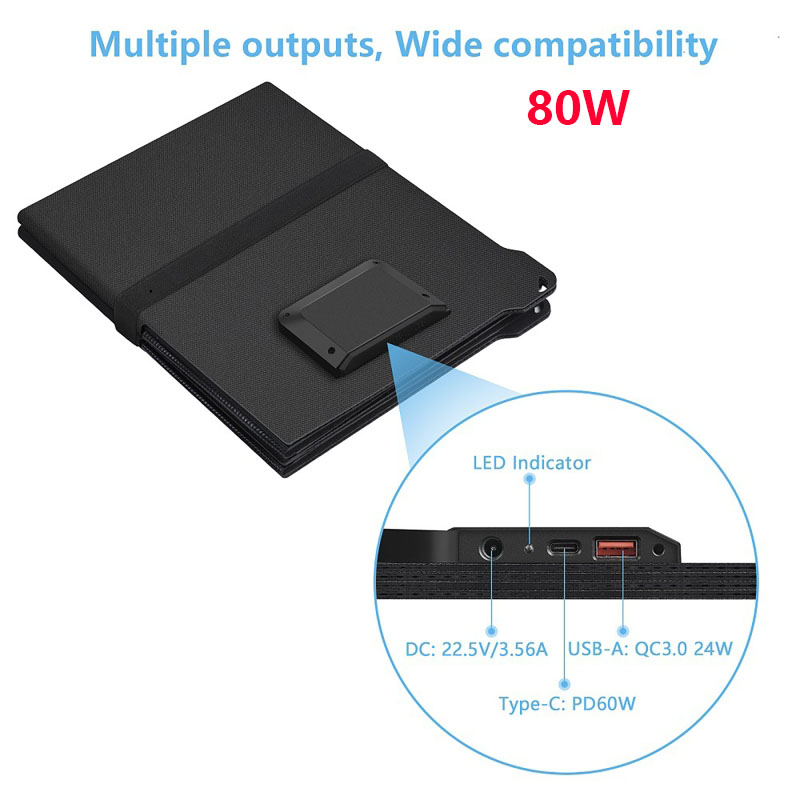 High Efficiency 80W/45W Portab - Solar Charger Panel Foldable recension och pris
