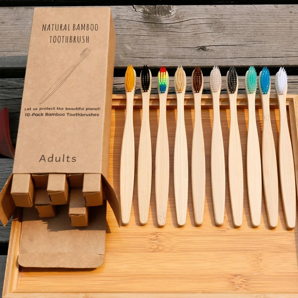 10PCS Colorful Toothbrush Natu - Bamboo Toothbrush Set recension och pris