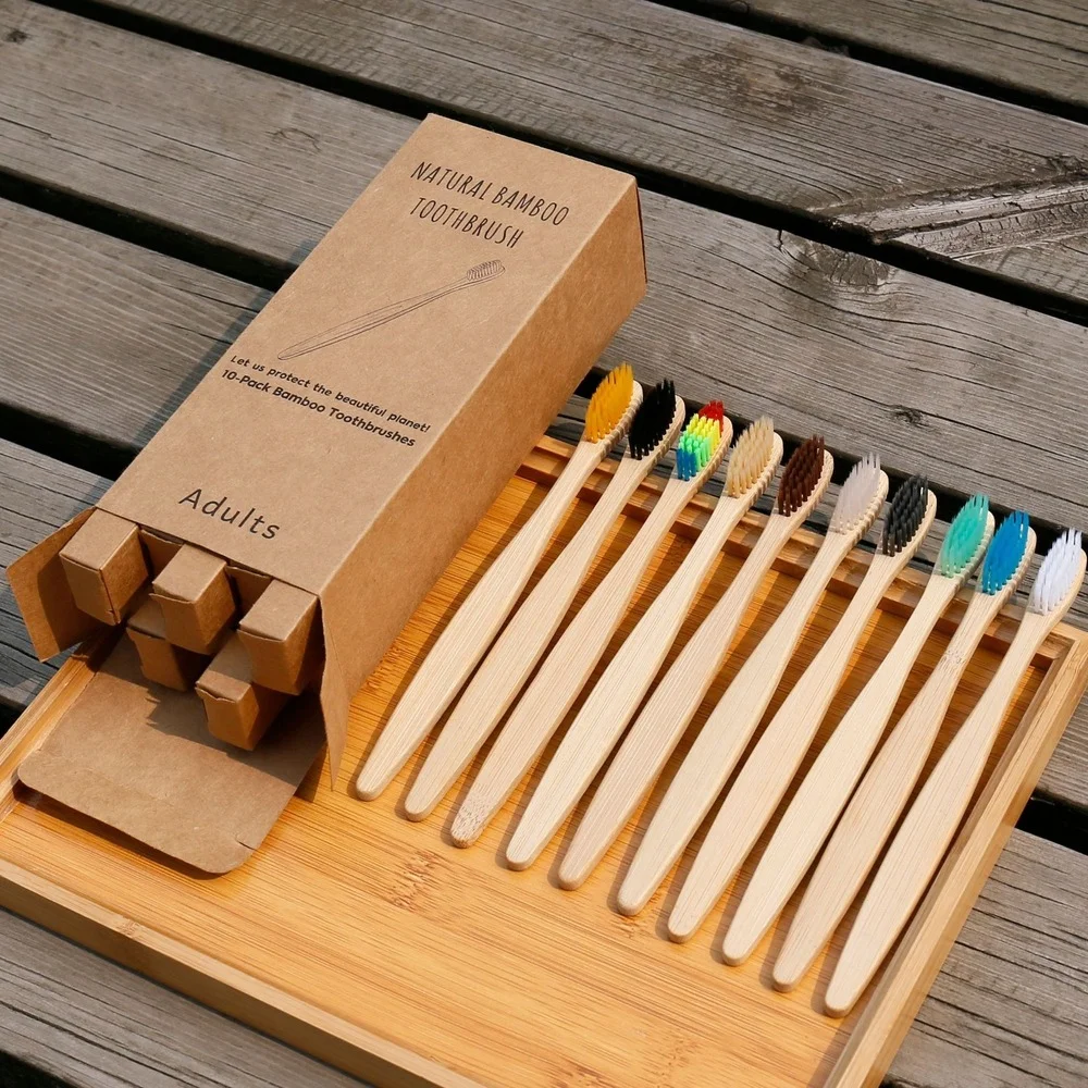 10PCS Colorful Toothbrush Natu - Bamboo Toothbrush Set recension och pris