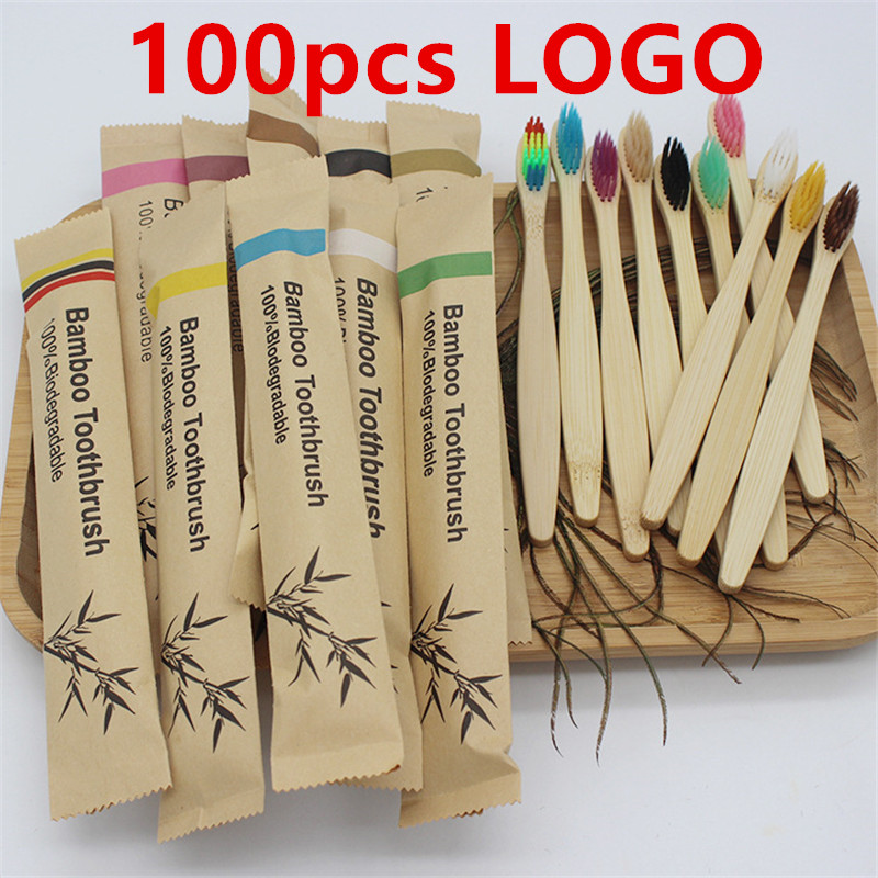 50/100Pcs Customisable Logo So - Bamboo Toothbrush Set recension och pris