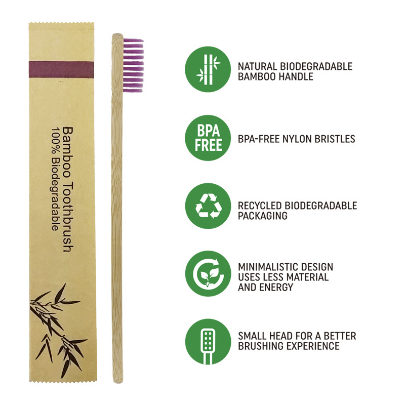 50/100Pcs Customisable Logo So - Bamboo Toothbrush Set recension och pris