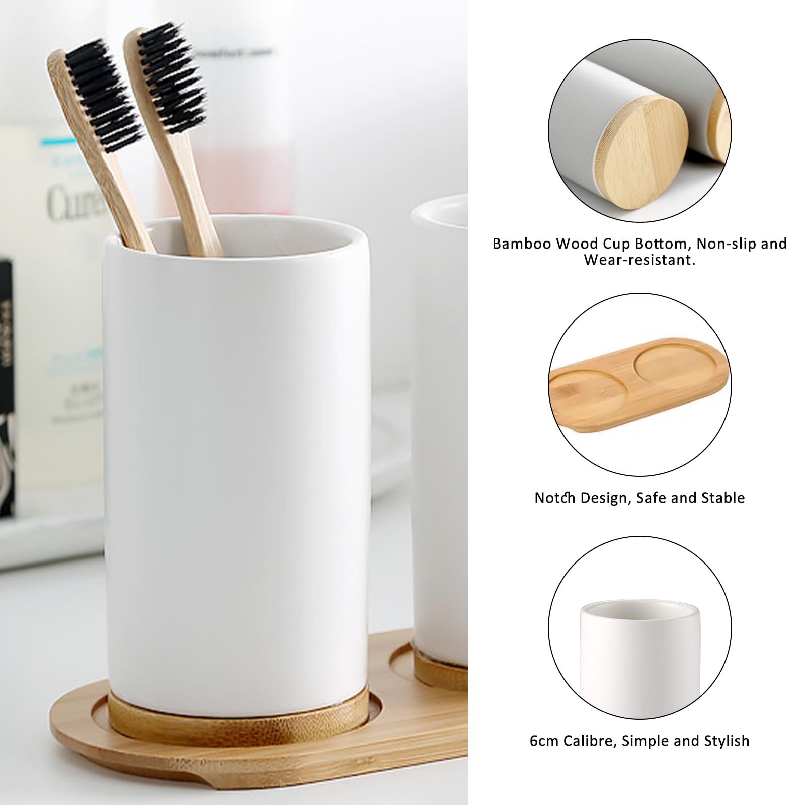 Ceramic Bathroom Set Fine Cera - Bamboo Toothbrush Set recension och pris